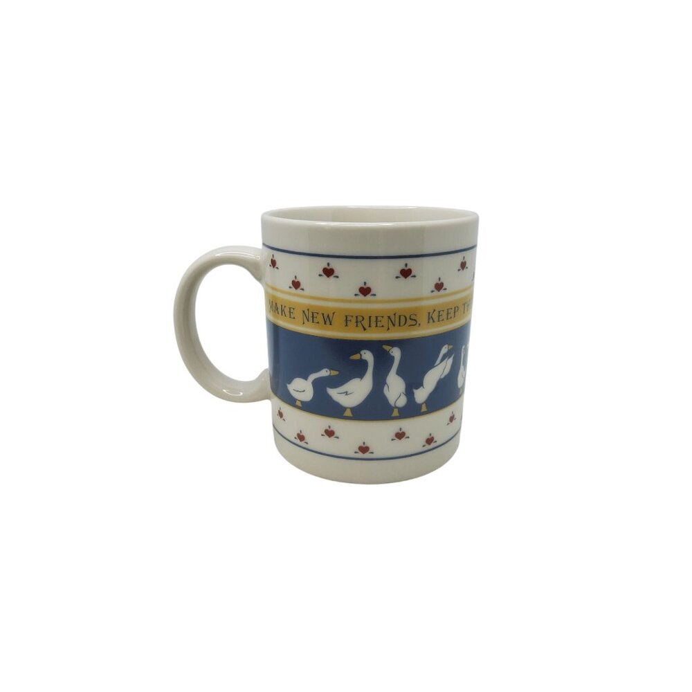 Vintage 1987 Dicksons Ceramic Mug With "Make New Friends Keep The Old" Goose Des